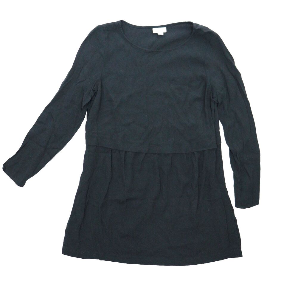 J.Jill Black Long Sleeve Dress Womens Sz S 100% Rayon Lagenlook Midi Breathable - Picture 1 of 9